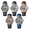 Multi-color luxury skeleton tourbillon watches collection in silver, rose gold, black, and blue, bespoke B2B OEM by WatchesHome.
