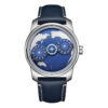 Custom celestial wandering hour mechanical watch with blue map dial by OEM manufacturer