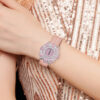 Mechanical Watches Manufacturer | Women Quartz Pink Diamond Flower Shape