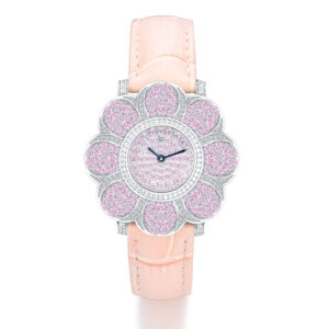 Women Quartz Pink Diamond Flower Shape