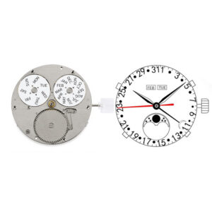 Miyota 9015 modified movement module with full calendar and moon phase complication