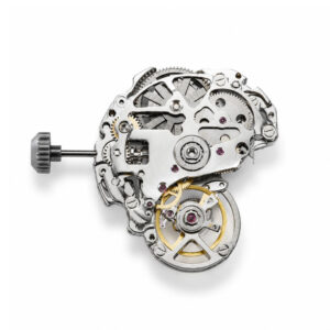 Custom modified Miyota 8215 skeleton automatic movement with exposed balance wheel