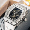Mechanical Watches Manufacturer | Full Pavé Diamond Tonneau Skeleton Mechanical Timepiece