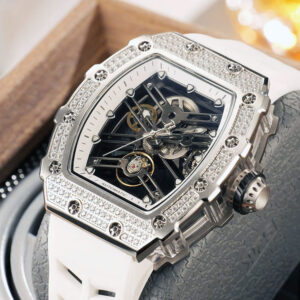 Full Pavé Diamond Tonneau Skeleton Mechanical Timepiece