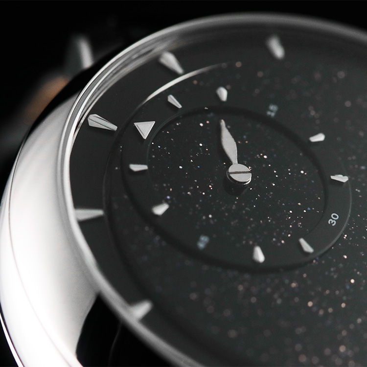 Midnight blue aventurine dial wandering hour watch, luxury timepiece batch production by WatchesHome.
