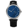 Custom retrograde watch with blue guilloché dial and modified Miyota 8215 caliber