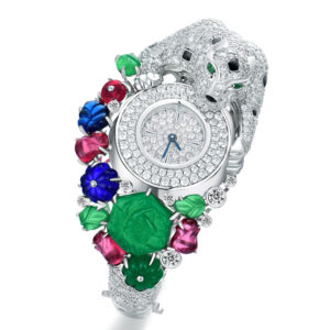 Enchanted Forest Silver & Diamond Timepiece Leopard
