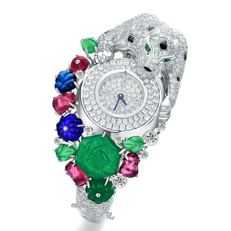 Mechanical Watches Manufacturer | Enchanted Forest Silver & Diamond Timepiece Leopard