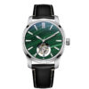 Malachite gemstone dial open heart mechanical watch, bespoke luxury timepiece factory by WatchesHome.