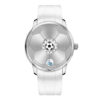 Soccer theme mechanical watch with jumping hour function, custom automatic football timepiece manufacturing for brands.