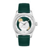 Moonphase mechanical watch with elegant champagne dial and light brown leather strap